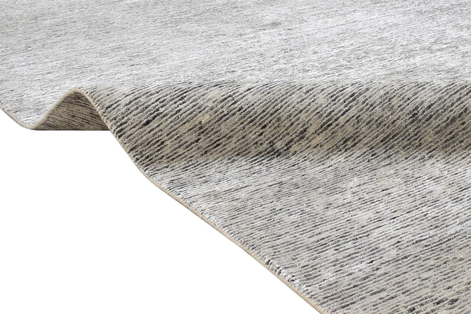 Wool / Silk Grey Rug 6X9 Modern Hand Knotted Scandinavian Solid Room Size 7864172609685