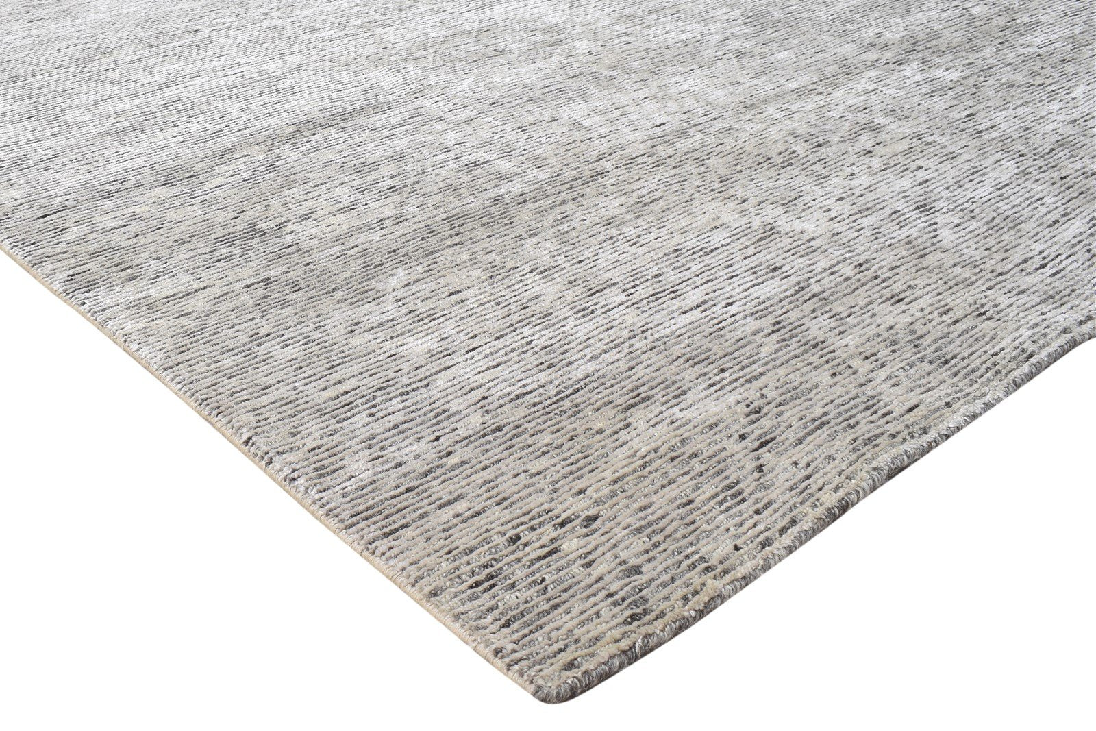 Wool / Silk Grey Rug 6X9 Modern Hand Knotted Scandinavian Solid Room Size 7864172609685