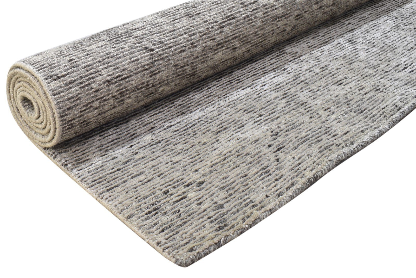 Wool / Silk Grey Rug 6X9 Modern Hand Knotted Scandinavian Solid Room Size 7864172609685