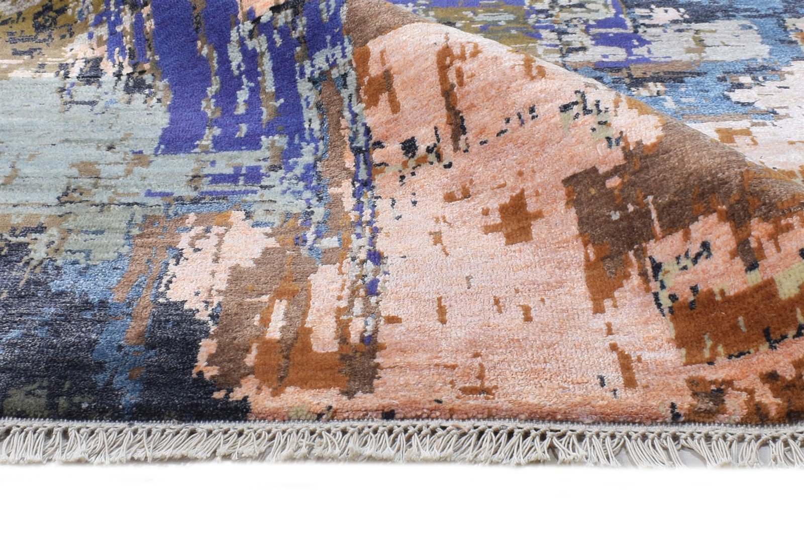 Wool / Silk Grey Rug 8' X 10' Modern Hand Knotted American Modern Large Carpet 7864598986901