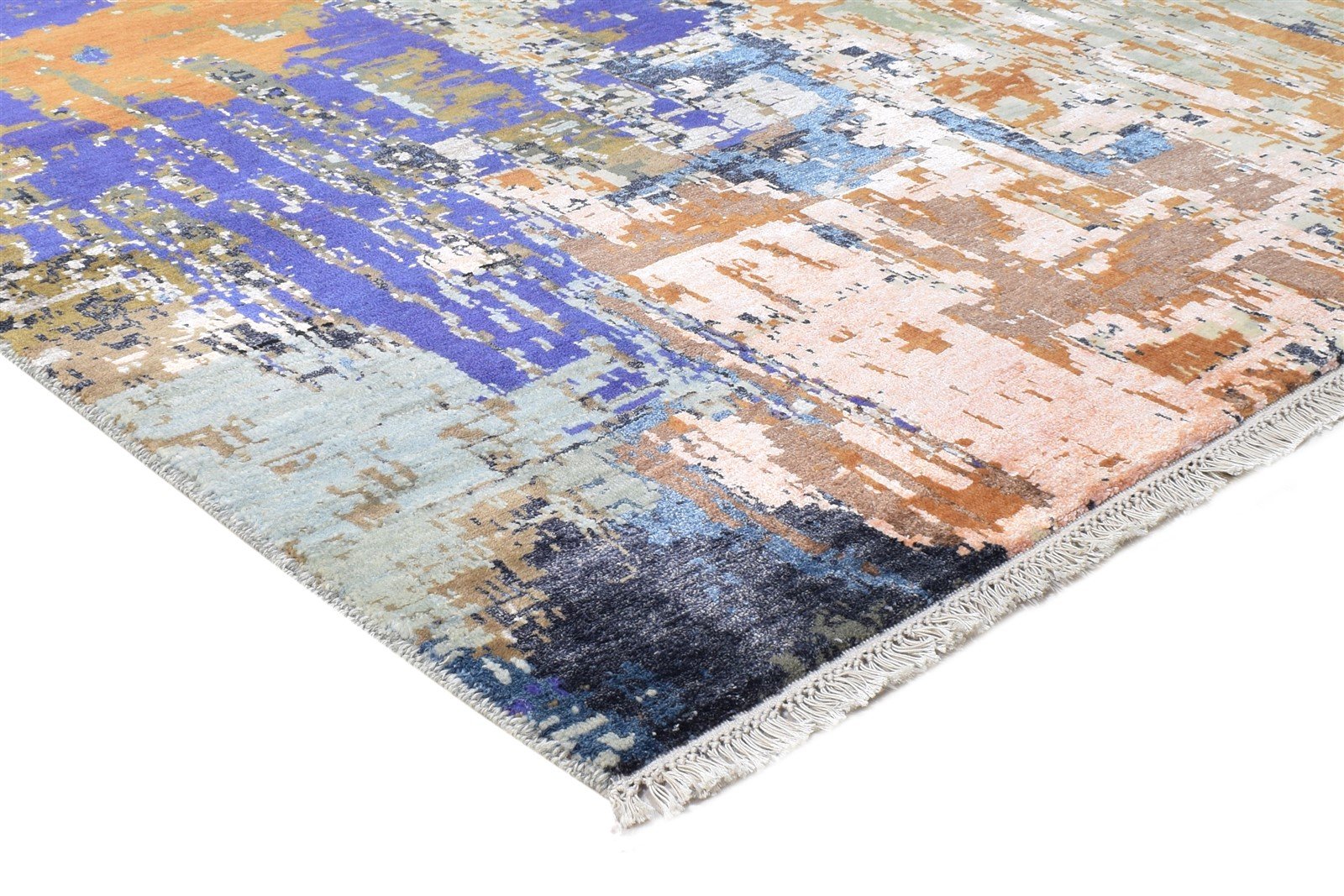 Wool / Silk Grey Rug 8' X 10' Modern Hand Knotted American Modern Large Carpet 7864598986901
