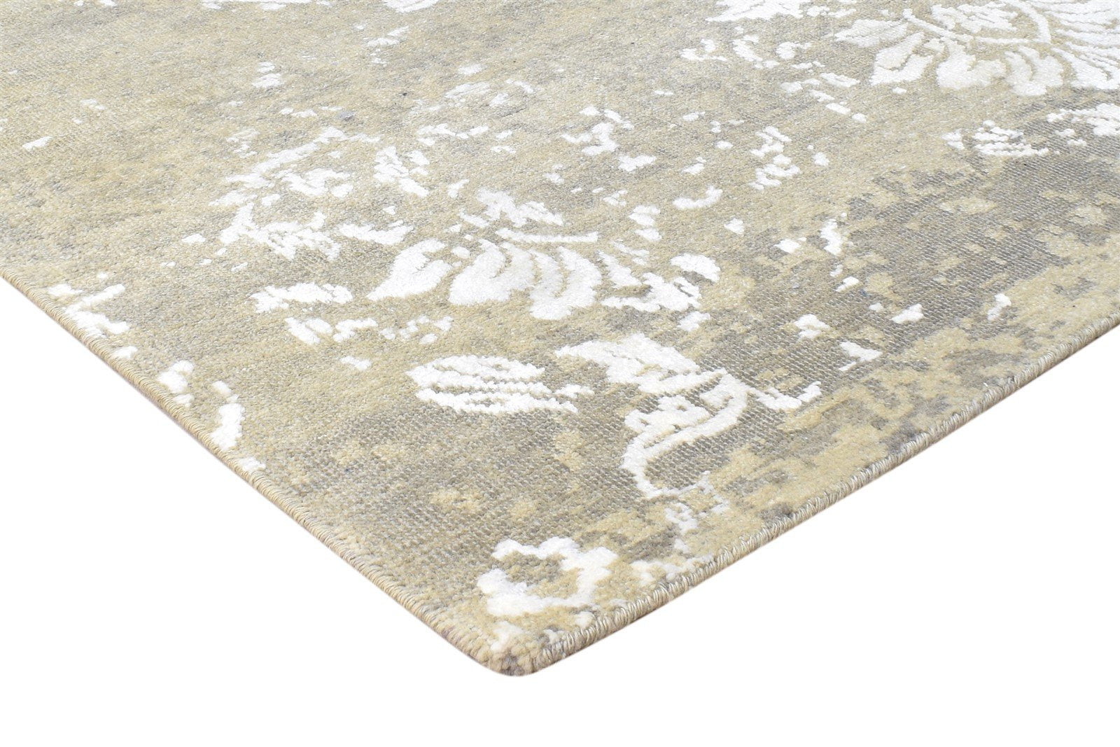 Wool / Silk Grey Rug 8' X 10' Modern Hand Knotted European Damask Large Carpet 7865106268309