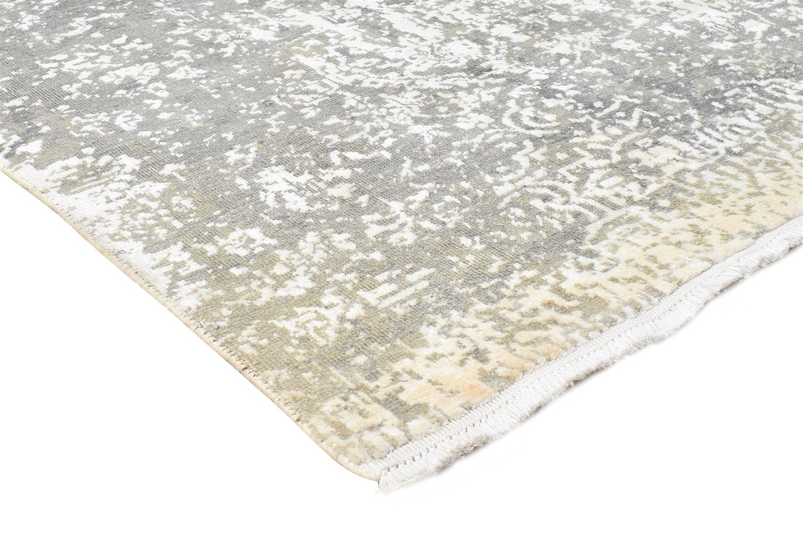 Wool / Silk Grey Rug 8X10 Modern Hand Knotted American Abstract Large Carpet 7865106006165
