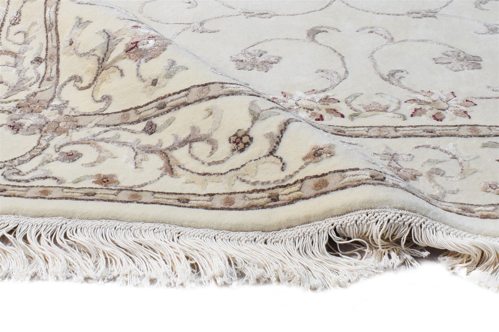 Wool / Silk Ivory Rug 4X6 Persian Hand Knotted Abbuson Oriental Room Size 7865126617237