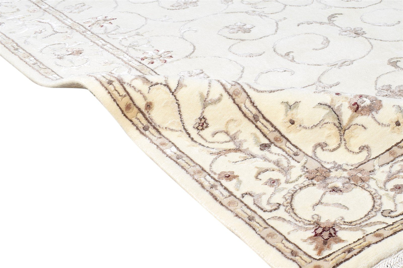 Wool / Silk Ivory Rug 4X6 Persian Hand Knotted Abbuson Oriental Room Size 7865126617237