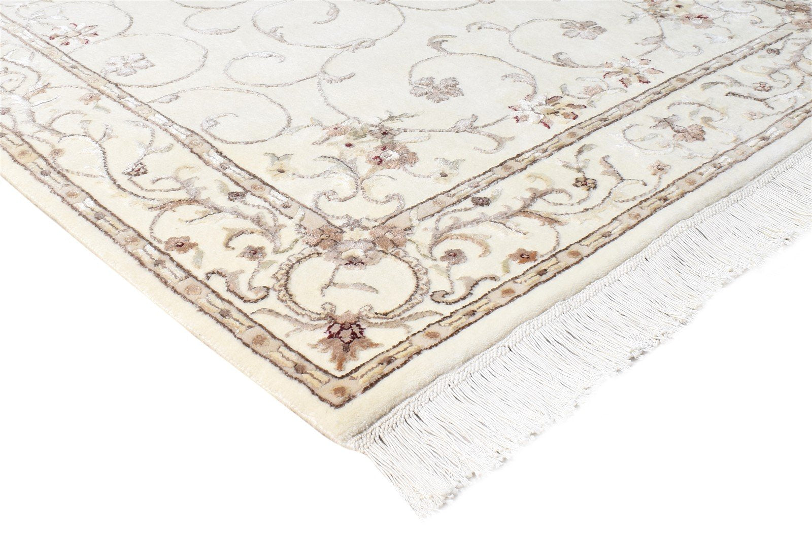 Wool / Silk Ivory Rug 4X6 Persian Hand Knotted Abbuson Oriental Room Size 7865126617237