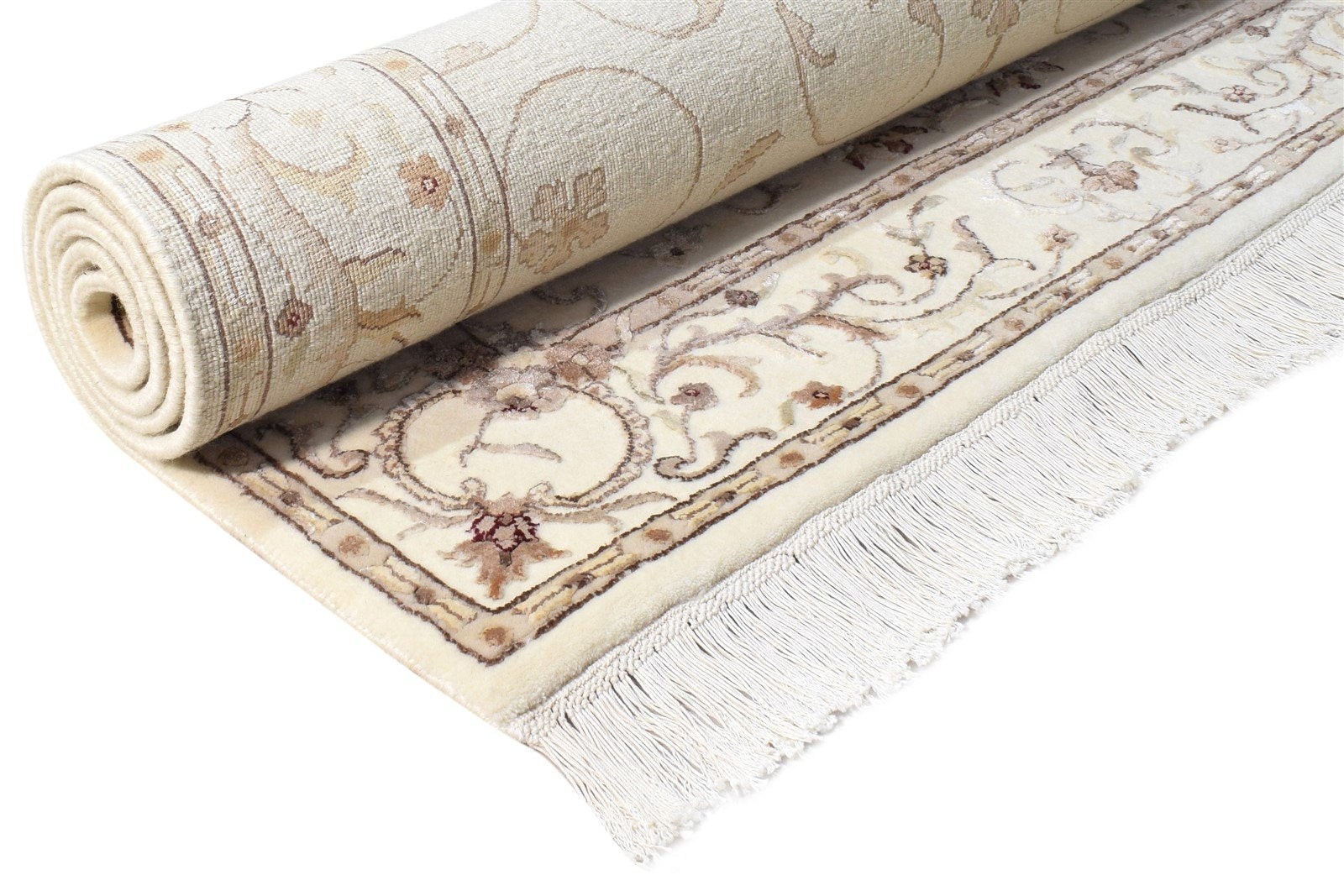 Wool / Silk Ivory Rug 4X6 Persian Hand Knotted Abbuson Oriental Room Size 7865126617237