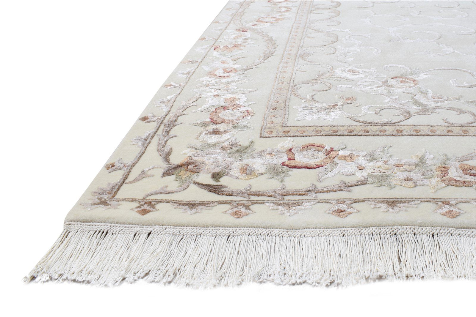 Wool / Silk Ivory Rug 6X8 Persian Hand Knotted Abbuson Oriental Room Size 7865125732501