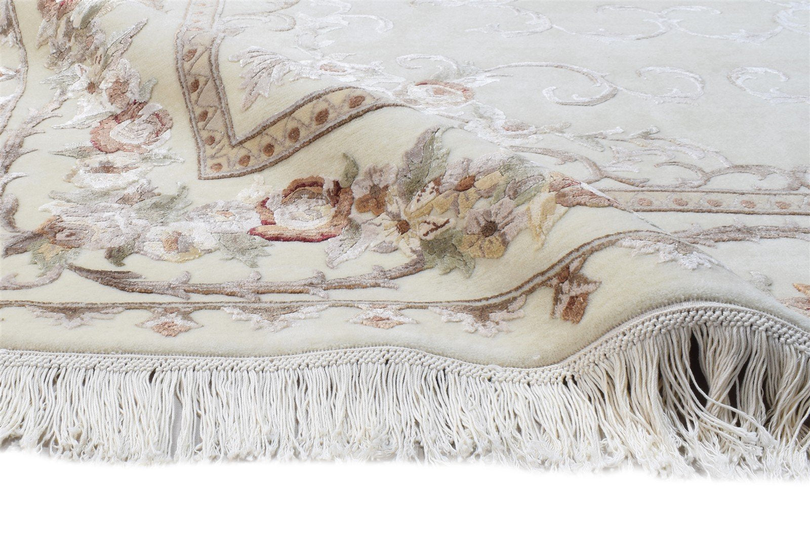 Wool / Silk Ivory Rug 6X8 Persian Hand Knotted Abbuson Oriental Room Size 7865125732501