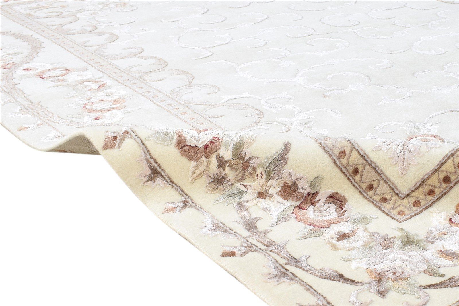 Wool / Silk Ivory Rug 6X8 Persian Hand Knotted Abbuson Oriental Room Size 7865125732501