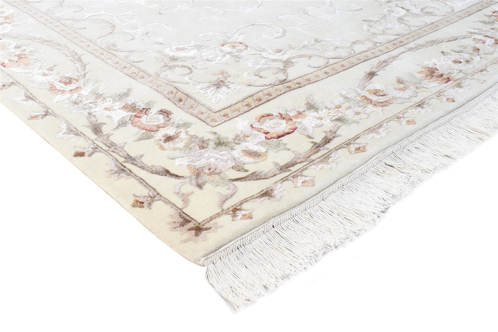 Wool / Silk Ivory Rug 6X8 Persian Hand Knotted Abbuson Oriental Room Size 7865125732501