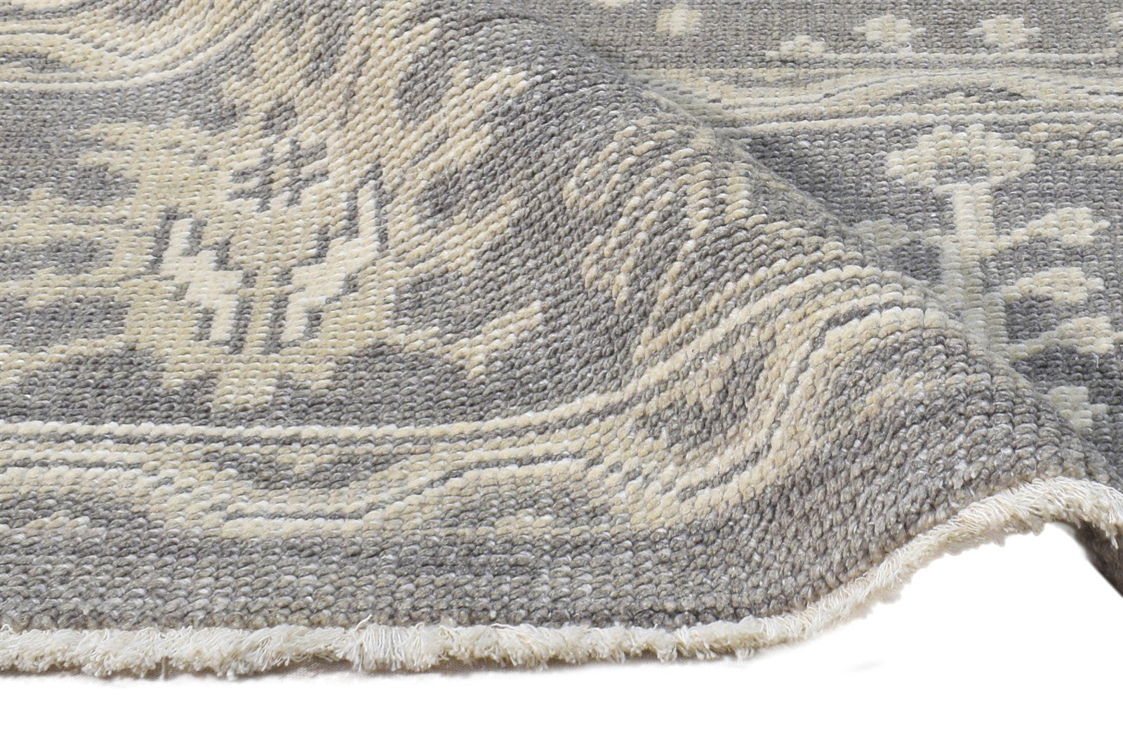 Wool Silk Light Grey Rug 2X3 Persian Hand Knotted Sarouk-Indian Oriental Small 7865051218069