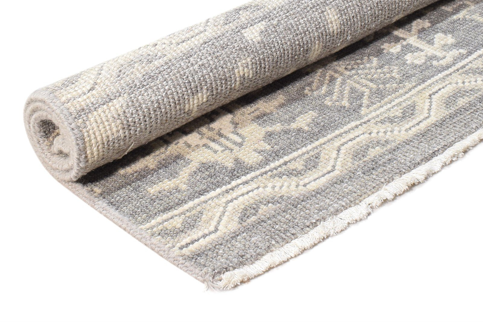 Wool Silk Light Grey Rug 2X3 Persian Hand Knotted Sarouk-Indian Oriental Small 7865051218069
