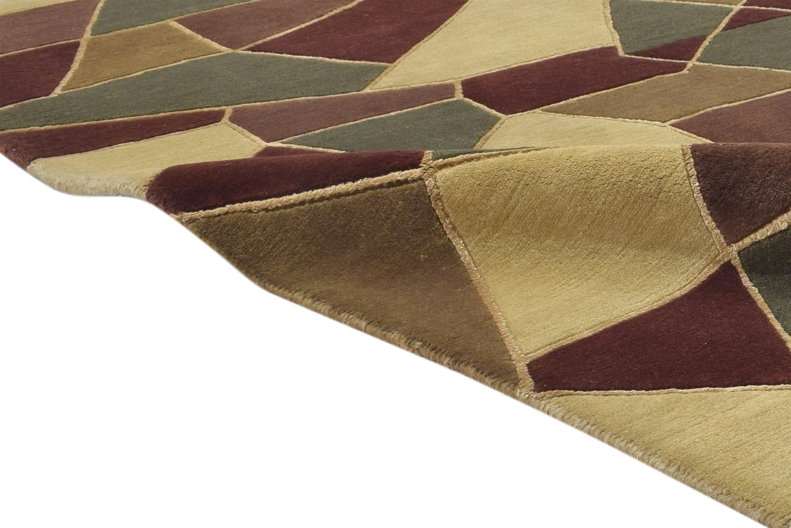 Wool / Silk Multi Color Rug 5X7 Modern Hand Knotted Scandinavian Geometric Room Size 7864895045781