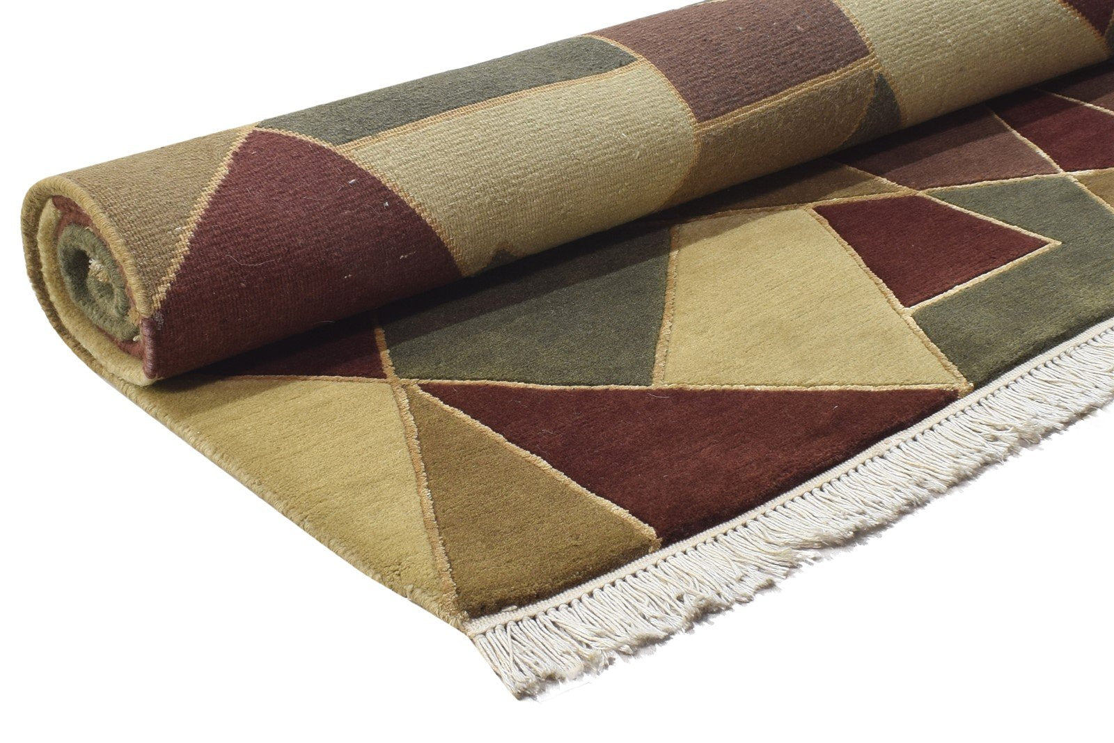 Wool / Silk Multi Color Rug 5X7 Modern Hand Knotted Scandinavian Geometric Room Size 7864895045781