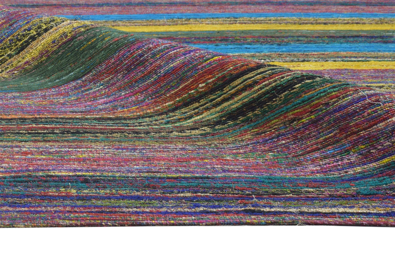 Guillemette Wool / Silk Pink Rug 5X7 Modern Jacquard Loom Bohemian Striped 7864179327125