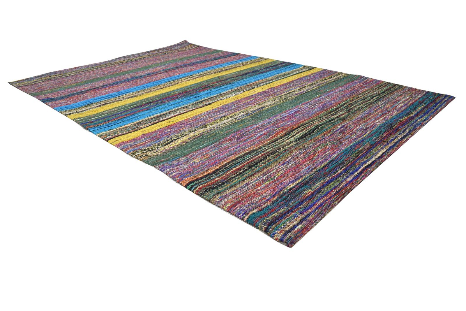 Guillemette Wool / Silk Pink Rug 5X7 Modern Jacquard Loom Bohemian Striped 7864179327125