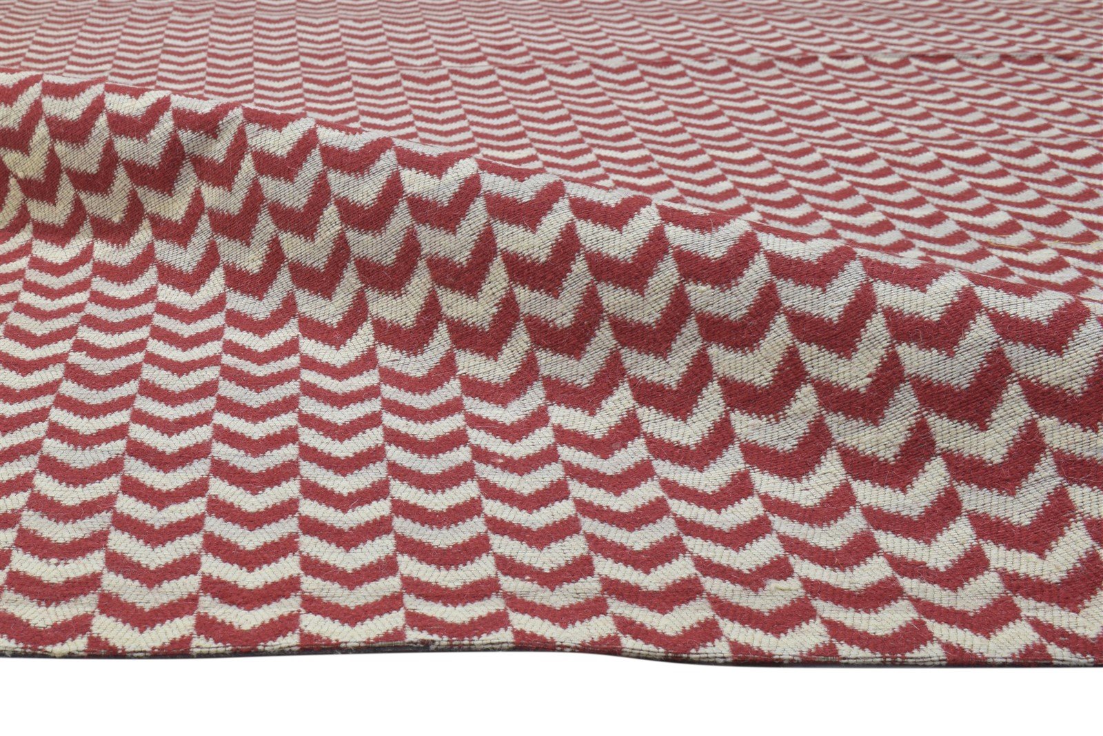 Wool / Silk Red Rug 5X7 Modern Jacquard Loom Scandinavian Chevron Room Size 7864178278549