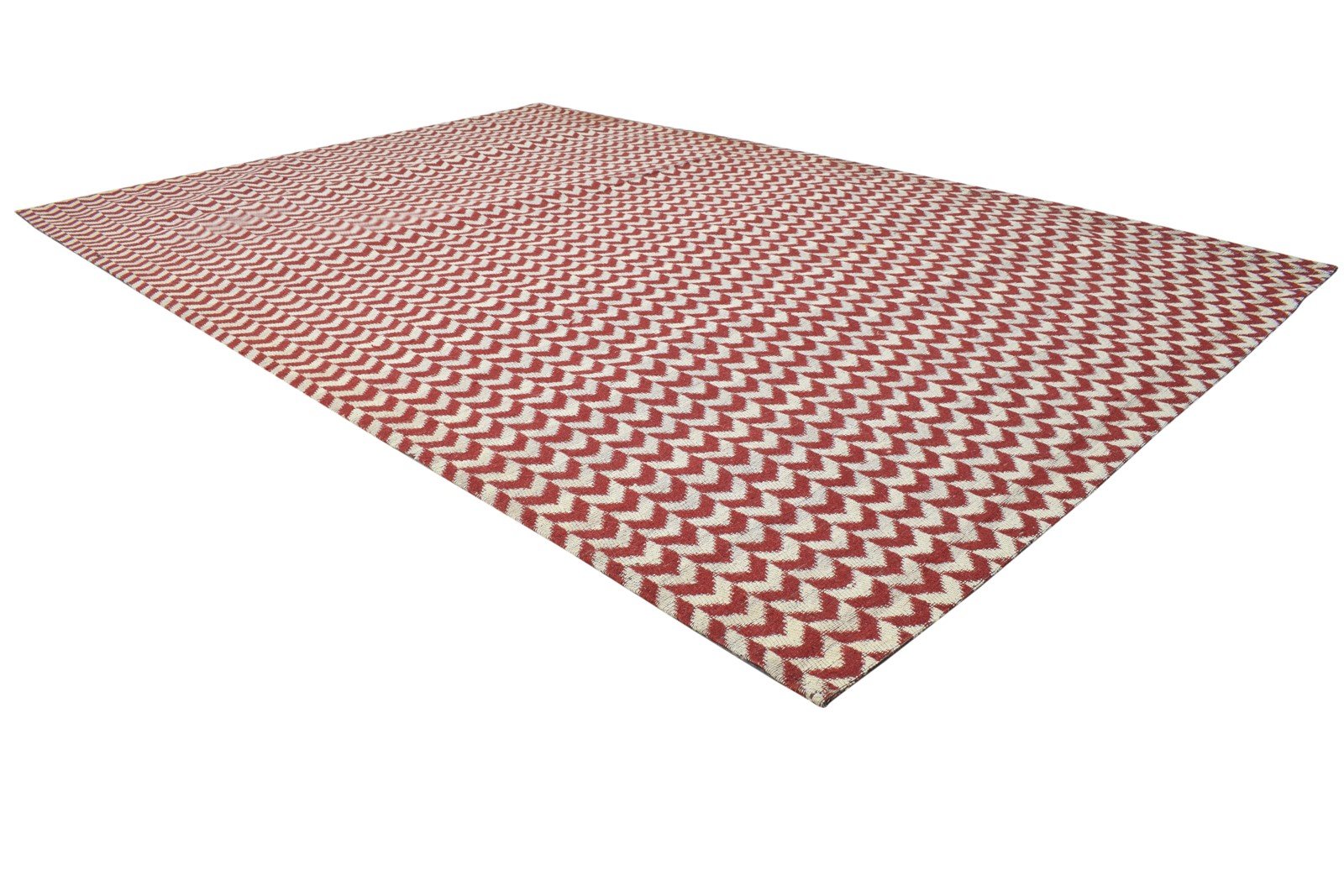 Wool / Silk Red Rug 5X7 Modern Jacquard Loom Scandinavian Chevron Room Size 7864178278549