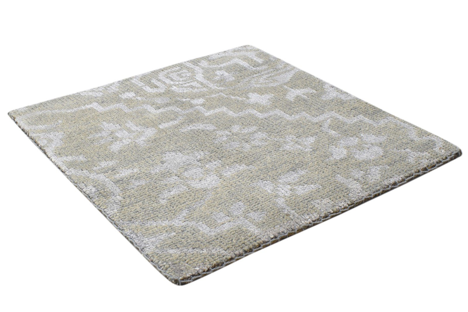Wool / Silk Sage Rug 2' X 2' Modern Hand Knotted Moroccan Floral Small Carpet 7864130666645