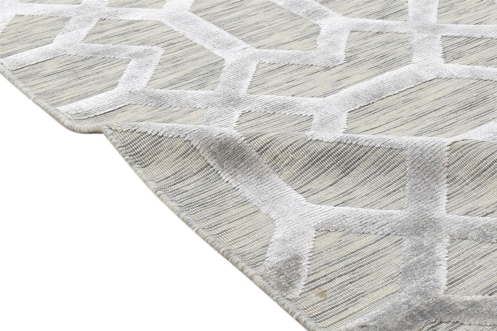Wool Silk Sand Rug 2' X 8' Modern Jacquard Loom Moroccan Trellis Small Runner 7864146460821