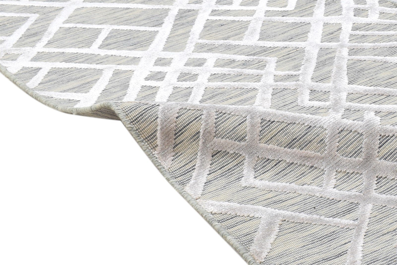 Wool Silk Sand Rug 2X8 Modern Jacquard Loom Scandinavian Geometric Small Runner 7864147345557