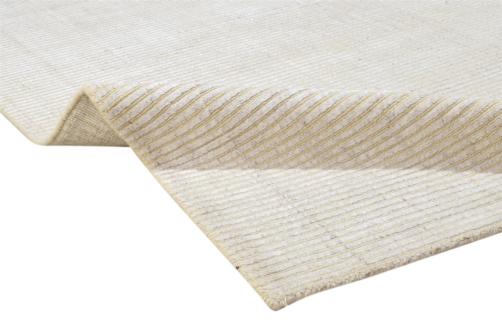 Wool / Silk Sand Rug 4X6 Modern Hand Woven Scandinavian Striped Room Size 7864223957141