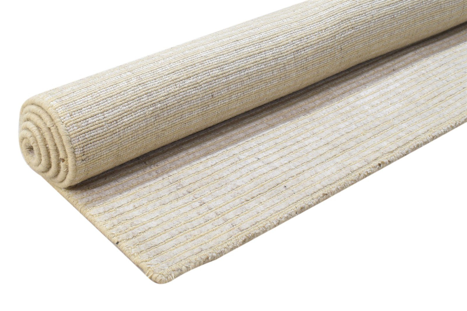 Wool / Silk Sand Rug 4X6 Modern Hand Woven Scandinavian Striped Room Size 7864223957141