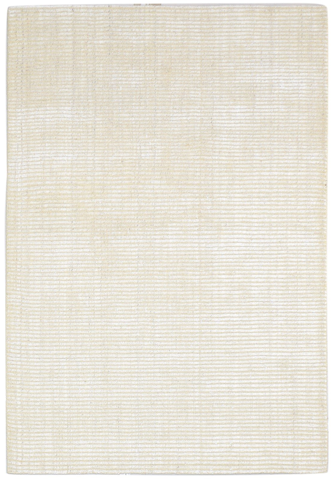 Wool / Silk Sand Rug 4X6 Modern Hand Woven Scandinavian Striped Room Size 7864225366165