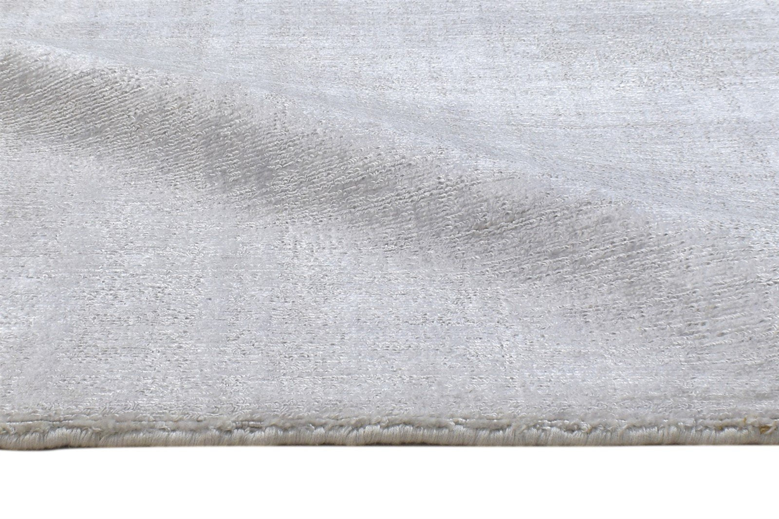 Wool / Silk Silver Rug 2' X 3' Modern Handloom Scandinavian Solid Small Carpet 7864316330133