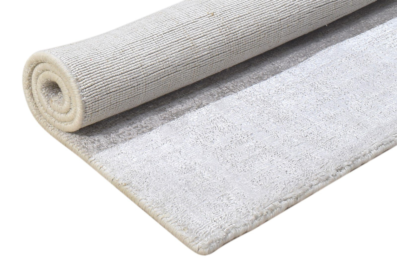 Wool / Silk Silver Rug 2' X 3' Modern Handloom Scandinavian Solid Small Carpet 7864316330133