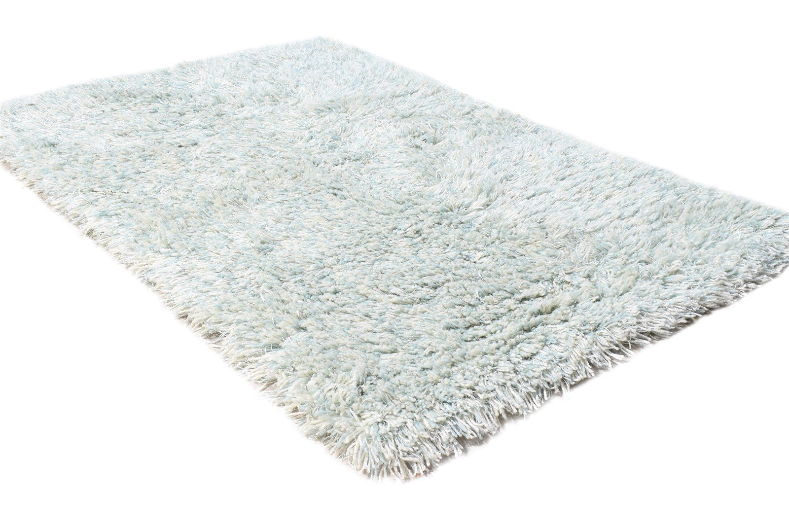 Wool / Silk Silver Rug 3' X 4' Shag Hand Woven Scandinavian Solid Small Carpet 7865141919893