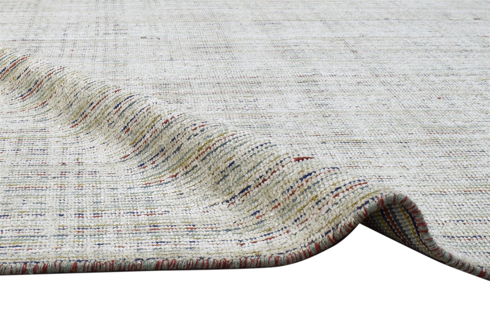 Wool / Silk Silver Rug 5X7 Modern Handloom Scandinavian Striped Room Size 7864153211029