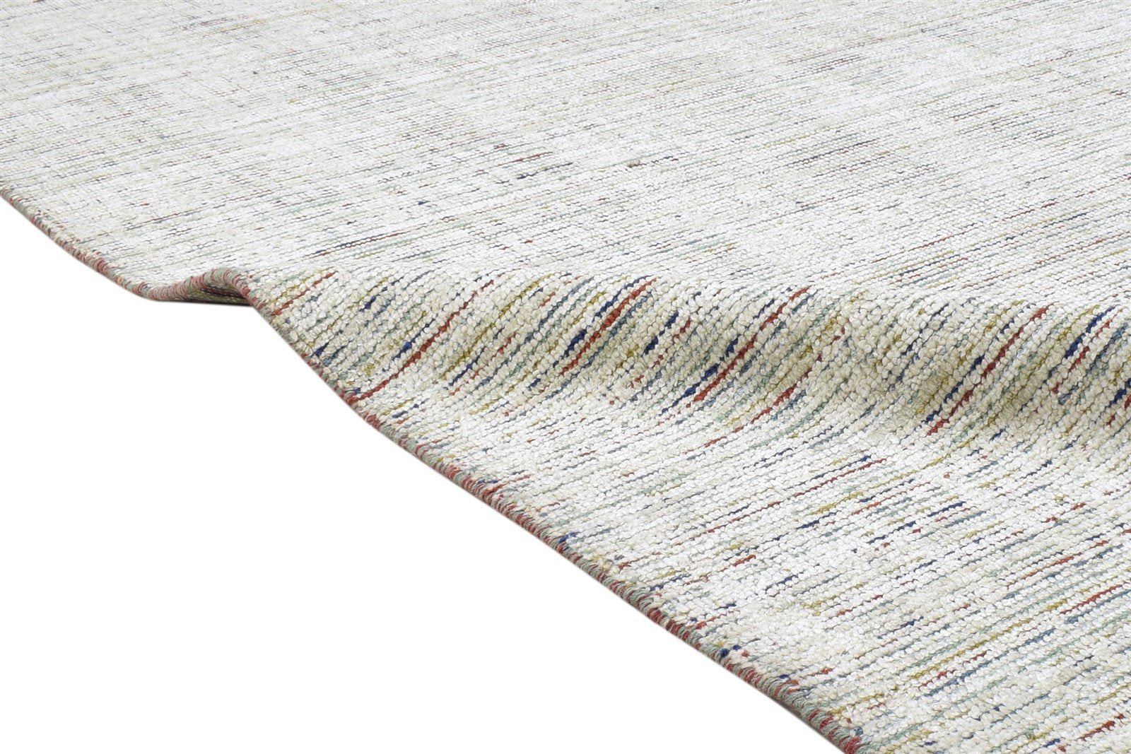 Wool / Silk Silver Rug 5X7 Modern Handloom Scandinavian Striped Room Size 7864153211029