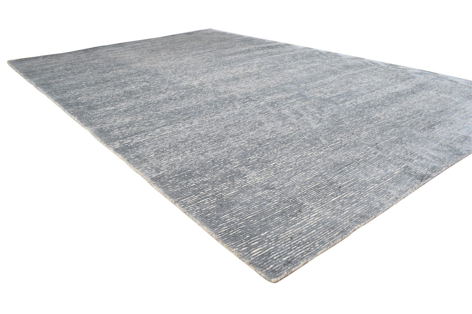 Wool / Silk Silver Rug 6X9 Modern Hand Knotted Scandinavian Solid Room Size 7864171921557