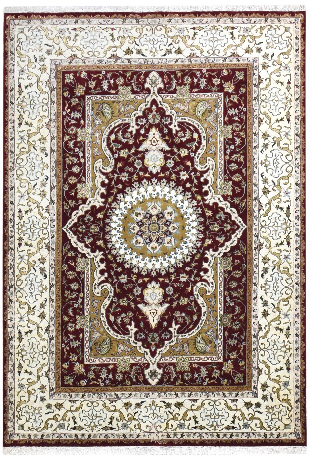 Wool / Silk Wine Rug 6X8 Persian Hand Knotted Nain Oriental Room Size Carpet 7865177997461