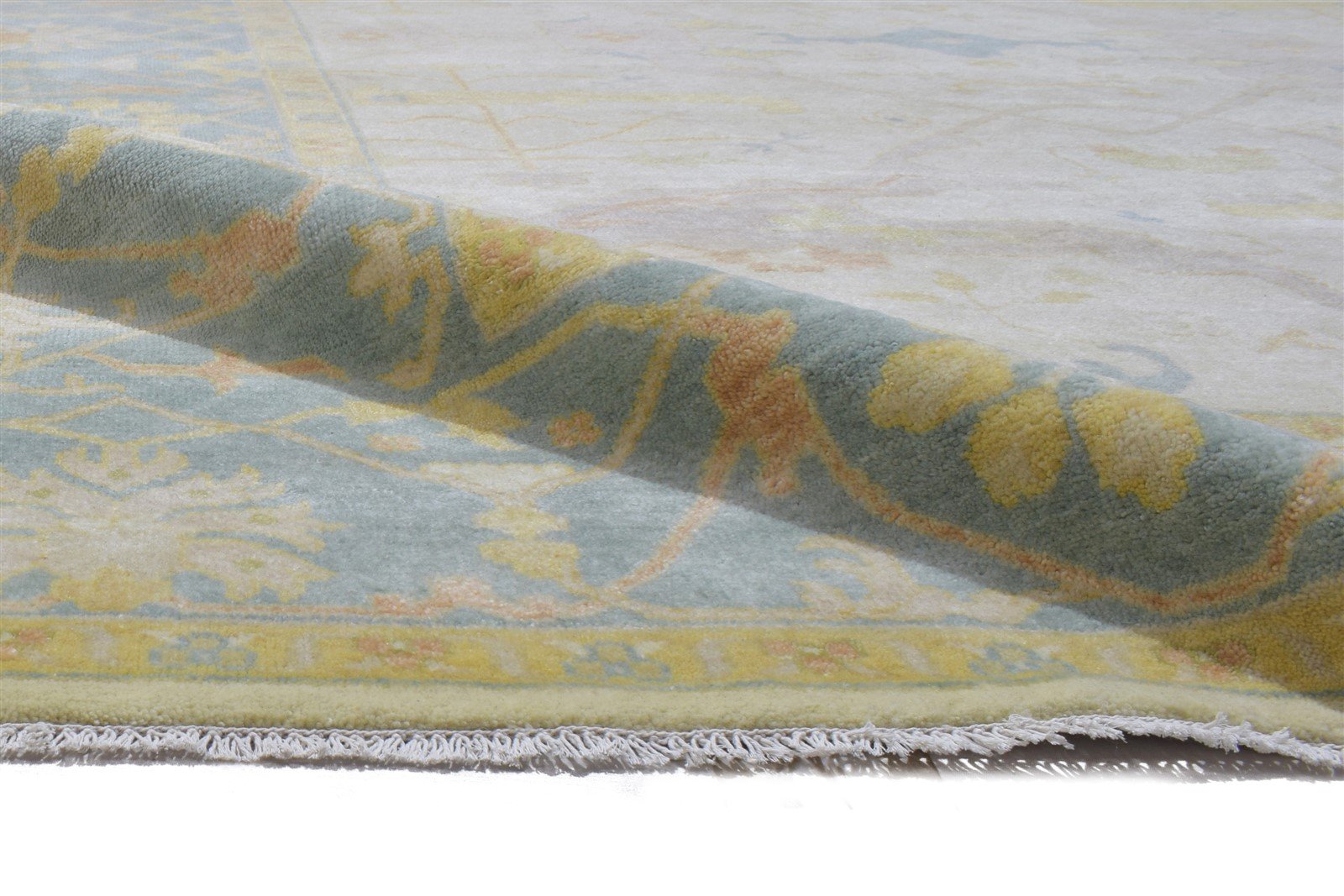 Wool Silver Rug 9' X 12' Persian Hand Knotted Oushak Oriental Extra Large Carpet 7864184897685