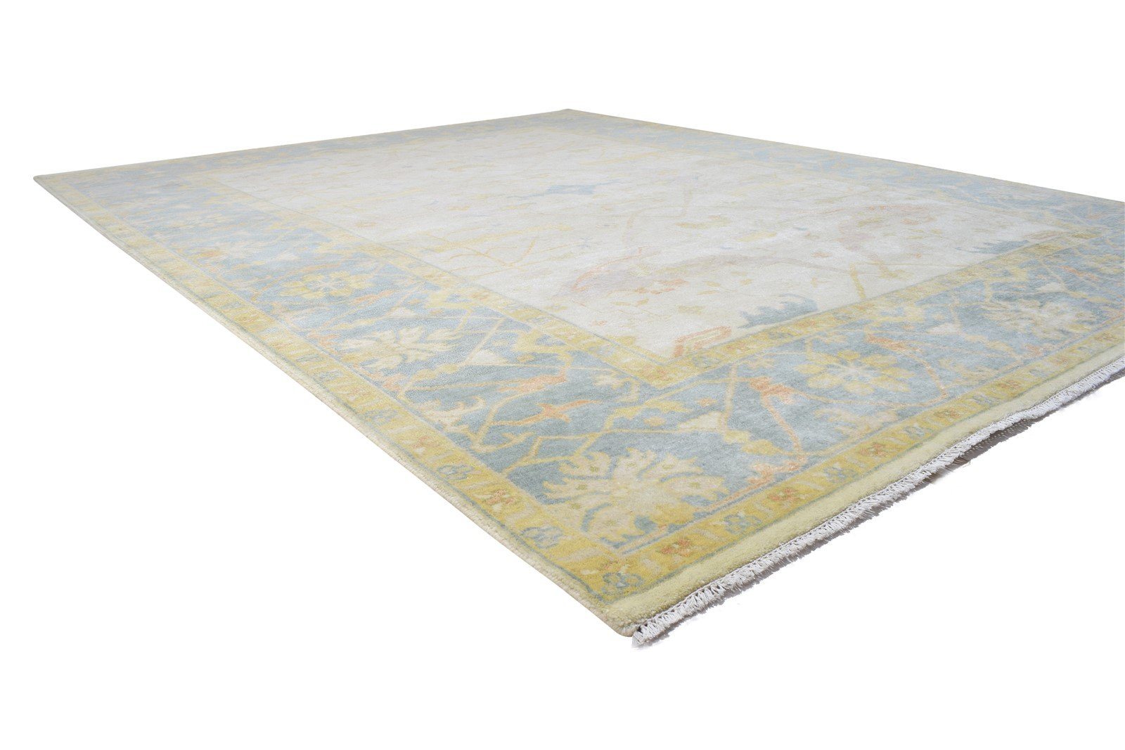 Wool Silver Rug 9' X 12' Persian Hand Knotted Oushak Oriental Extra Large Carpet 7864184897685