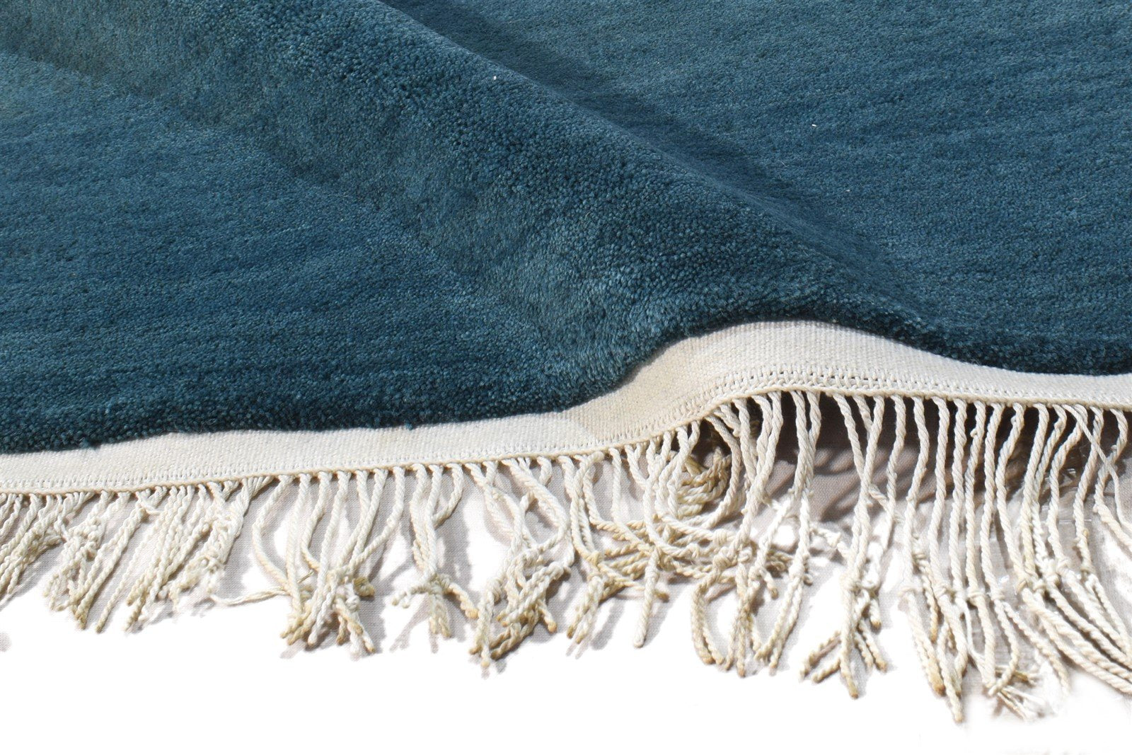 Wool Teal Blue Rug 2' X 3' Modern Hand Knotted Scandinavian Solid Small Carpet 7865050988693