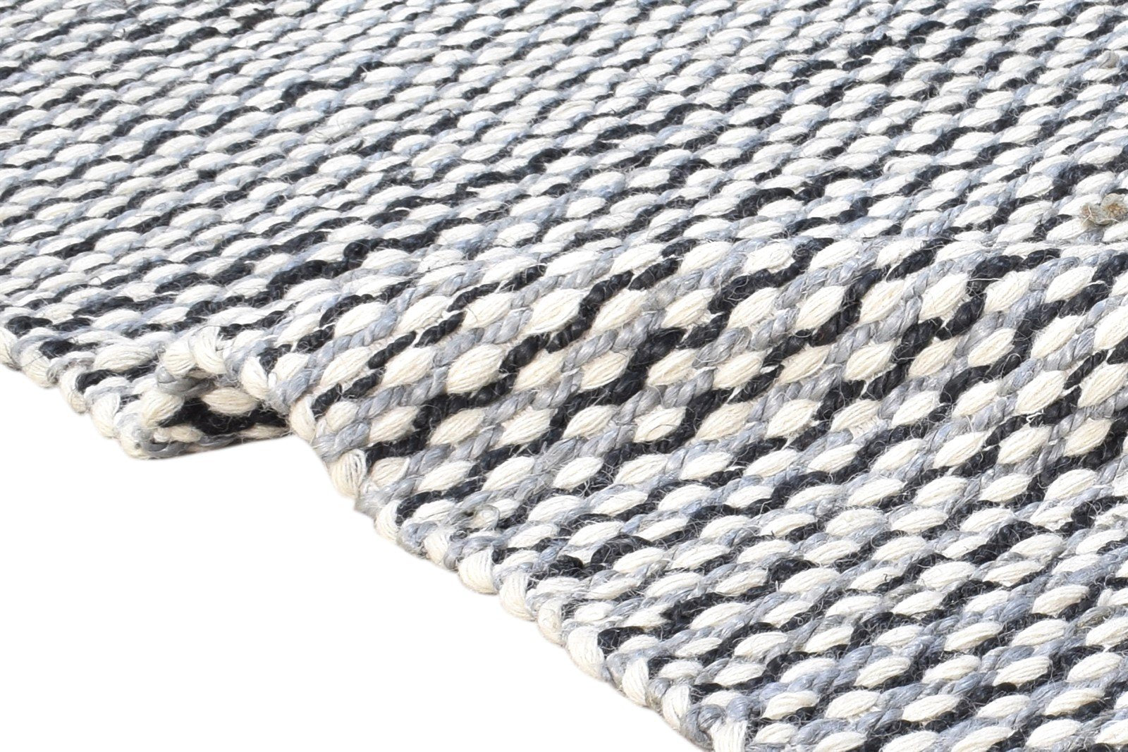 Wool White Rug 4' X 6' Modern Hand Woven Scandinavian Striped Room Size Carpet 7865002983573