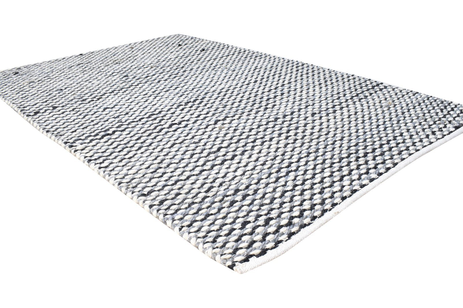 Wool White Rug 4' X 6' Modern Hand Woven Scandinavian Striped Room Size Carpet 7865002983573