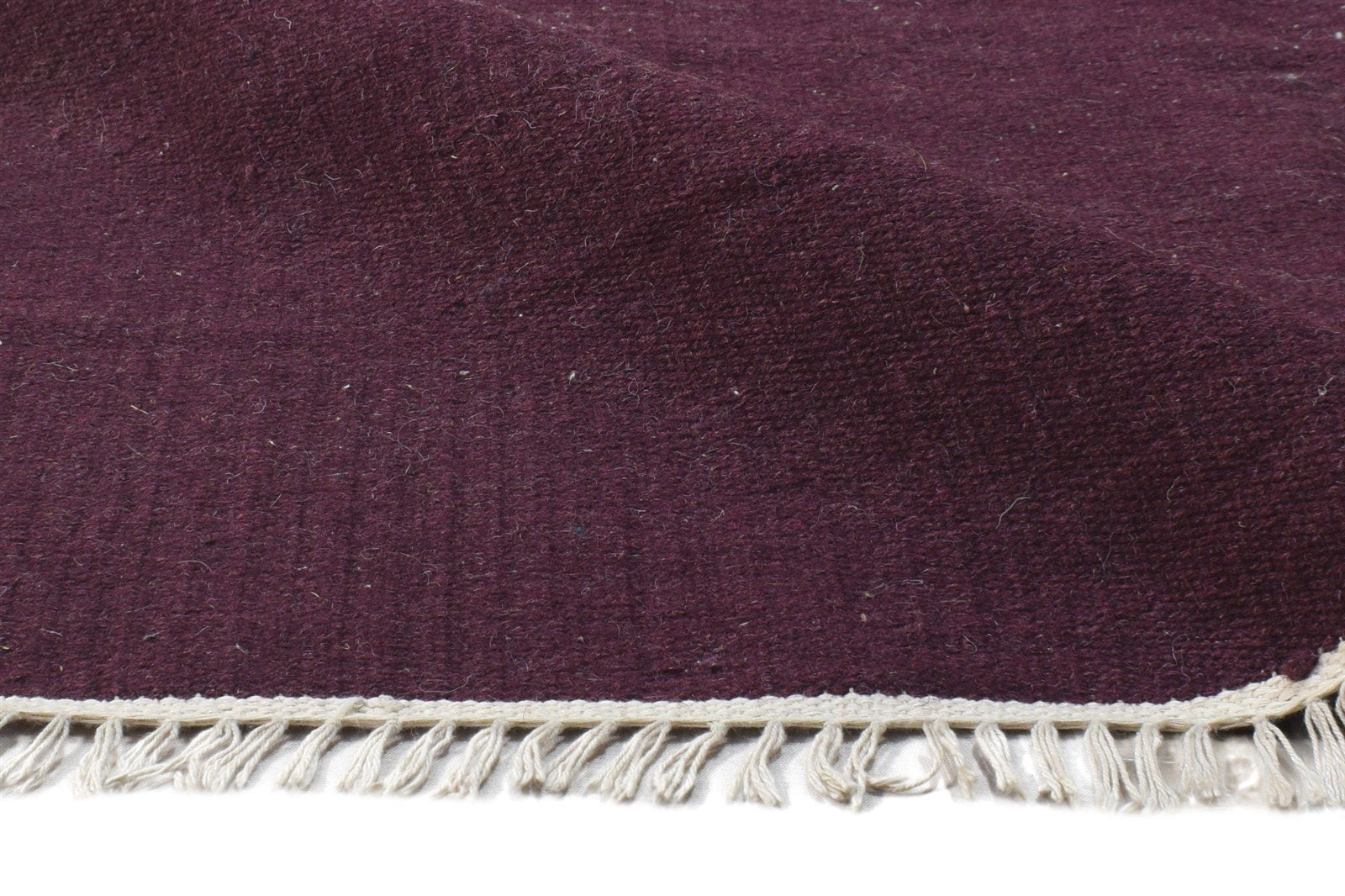 Wool Wine Rug 4' X 4' Modern Dhurrie Scandinavian Solid Room Size Carpet 7864674353301