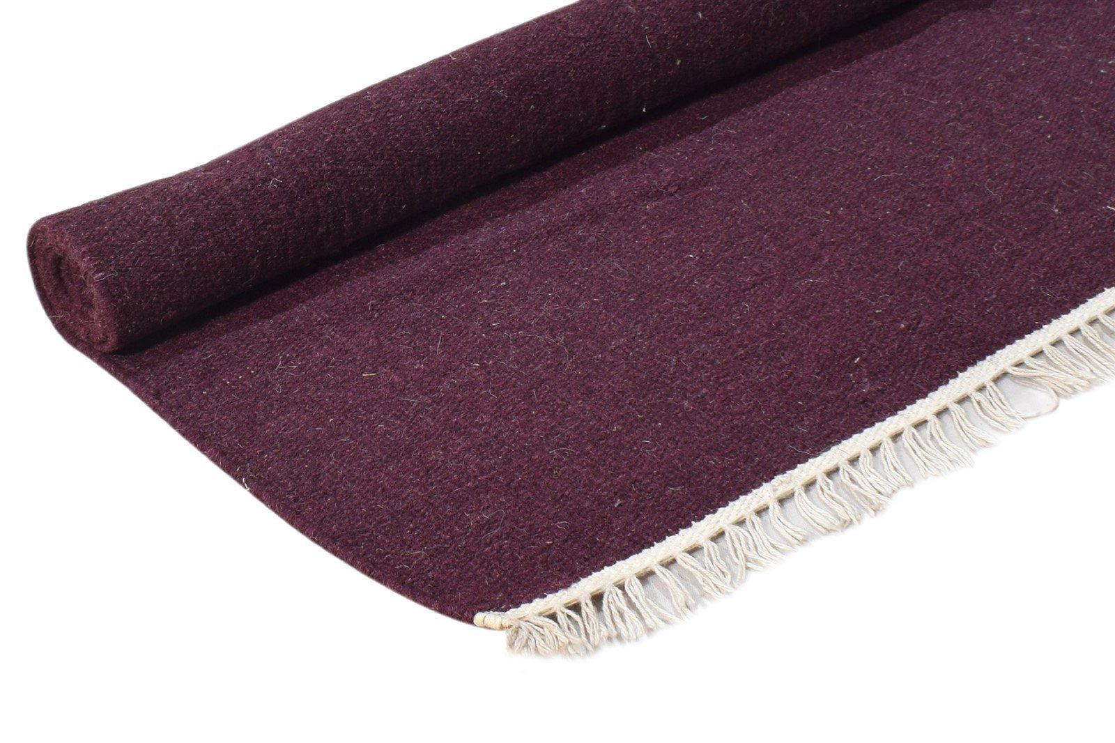 Wool Wine Rug 4' X 4' Modern Dhurrie Scandinavian Solid Room Size Carpet 7864674353301