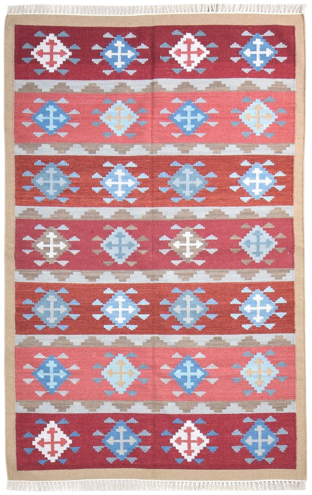 Wool Wine Rug 5' X 8' Persian Dhurrie Southwestern Trellis Room Size Carpet 7865192906901