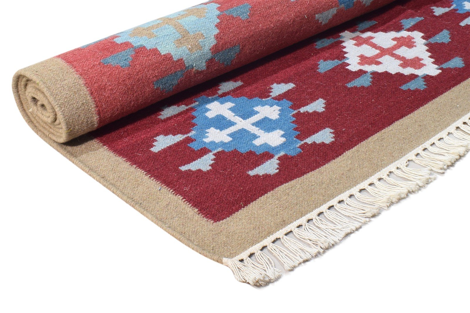 Wool Wine Rug 5' X 8' Persian Dhurrie Southwestern Trellis Room Size Carpet 7865192906901