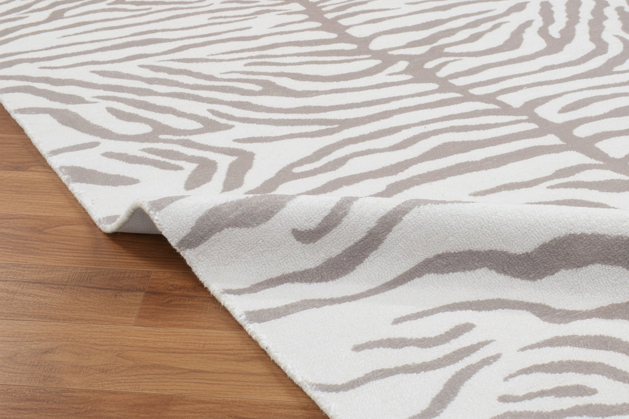 Zebra Handmade Off-White Stripe Area – Modern Safari Style Kids Nursery Rug 9121480867989
