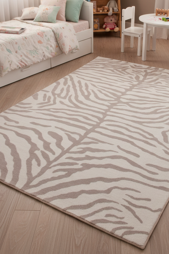 Zebra Handmade Off-White Stripe Area – Modern Safari Style Kids Nursery Rug 9121480867989