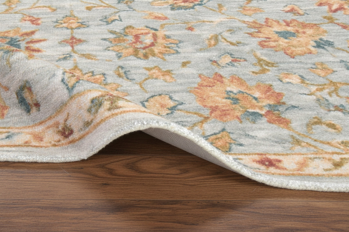 Zephyra Floral Oushak Handmade Soft Blue Area Rug – Modern Classic Persian Style 9170508349589