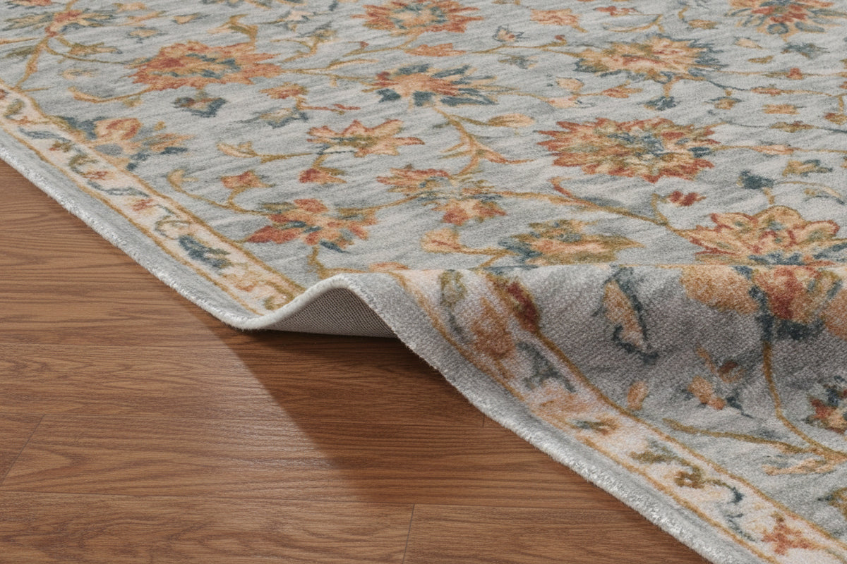 Zephyra Floral Oushak Handmade Soft Blue Area Rug – Modern Classic Persian Style 9170508349589