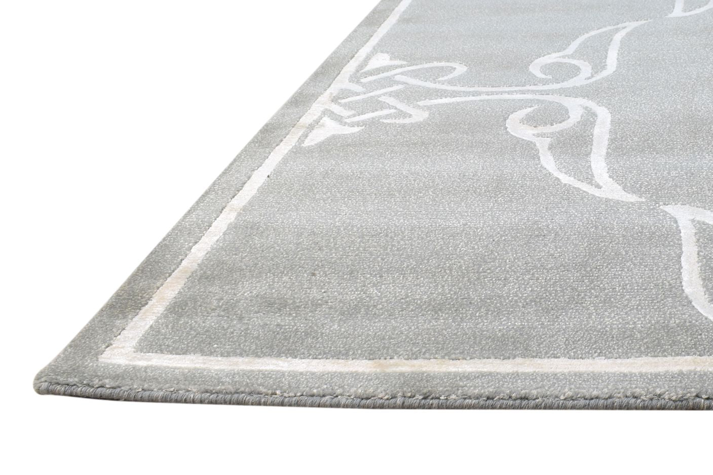 6X9 Rug Wool / Silk Grey Modern Hand Knotted Moroccan Trellis Room Size Carpet Area Rug